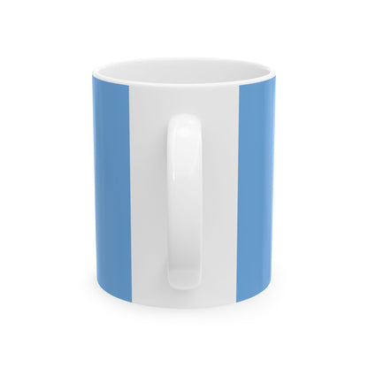 Blue Ceramic Mug with Interlocking Gold Rings – Minimalist Modern Coffee Cup (11oz, 15oz)
