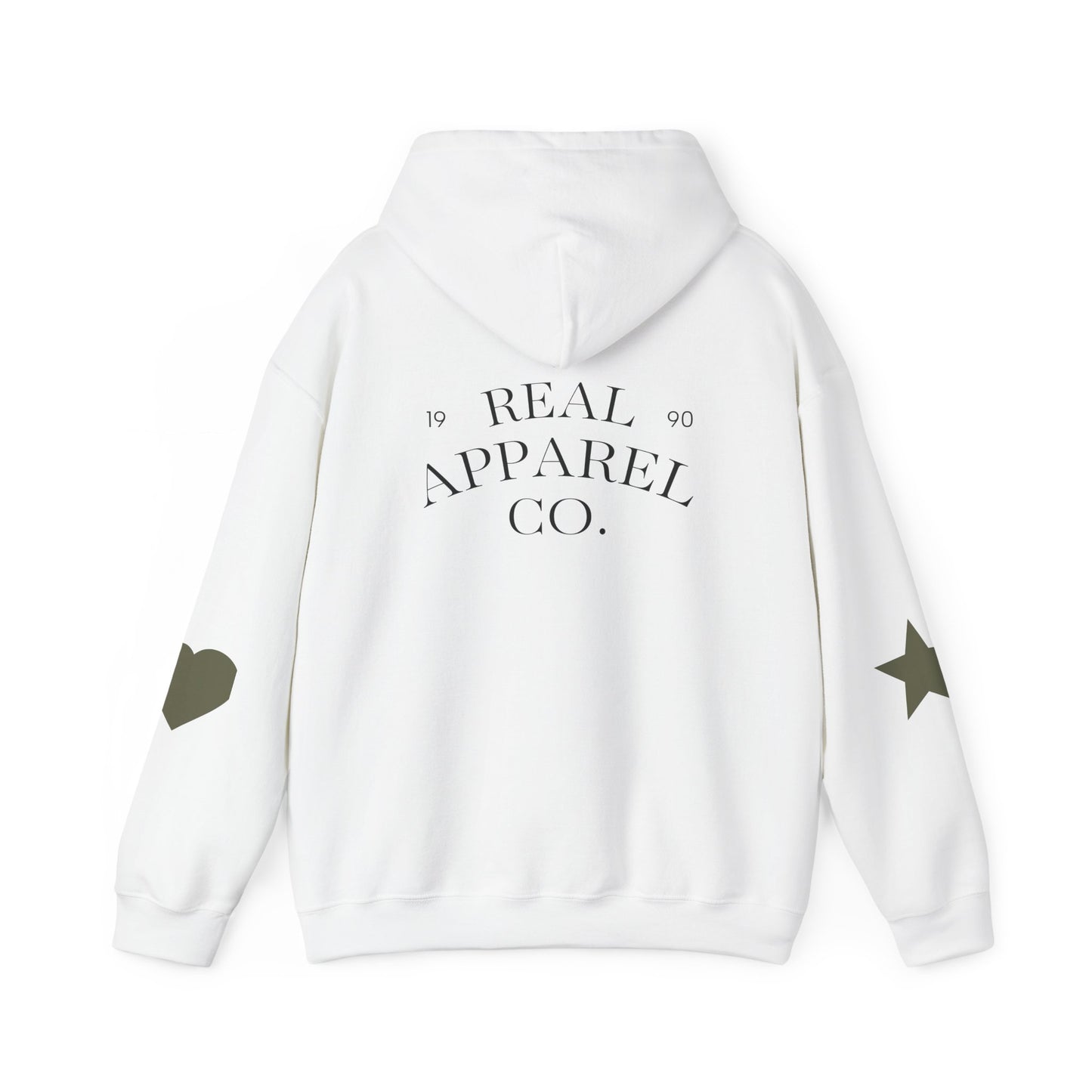 New Day Hoodie — "New Day" Graphic Pullover with Star & Heart Sleeve Accents