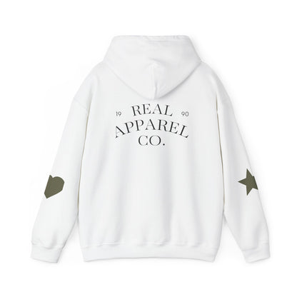 New Day Hoodie — "New Day" Graphic Pullover with Star & Heart Sleeve Accents