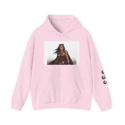 Wonder Woman Hoodie — Vintage Superhero Graphic Sweatshirt ('Go girl' sleeve)