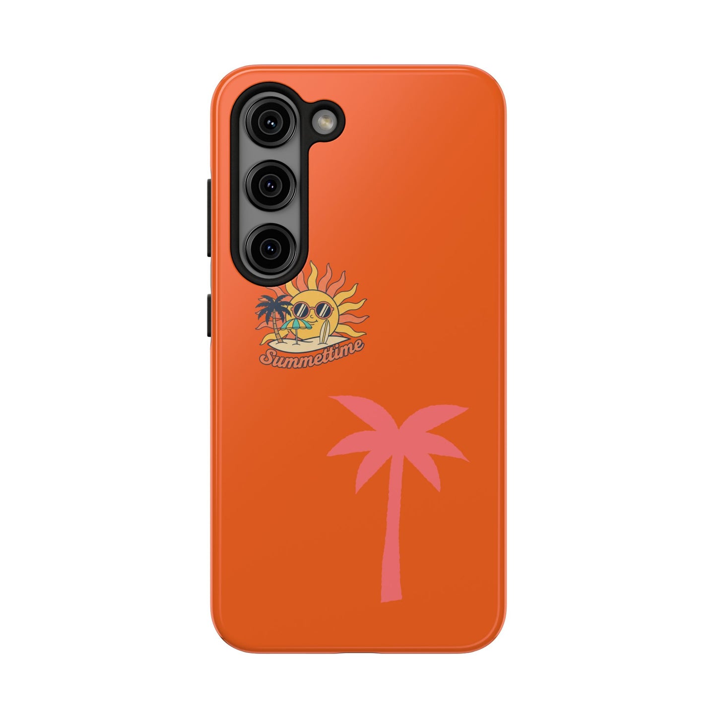 Summertime Palm Tough Phone Case — Retro Sun & Pink Palm Tropical Protective Cover