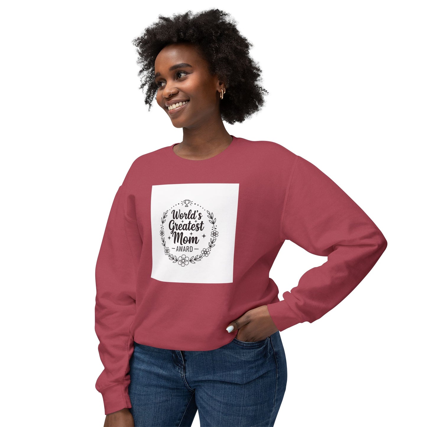 World's Greatest Mom Crewneck Sweatshirt – Floral Award Design, Mother's Day Gift