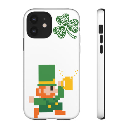 St. Patrick’s Pixel Leprechaun Phone Case — Cute Retro Gaming Clover Design