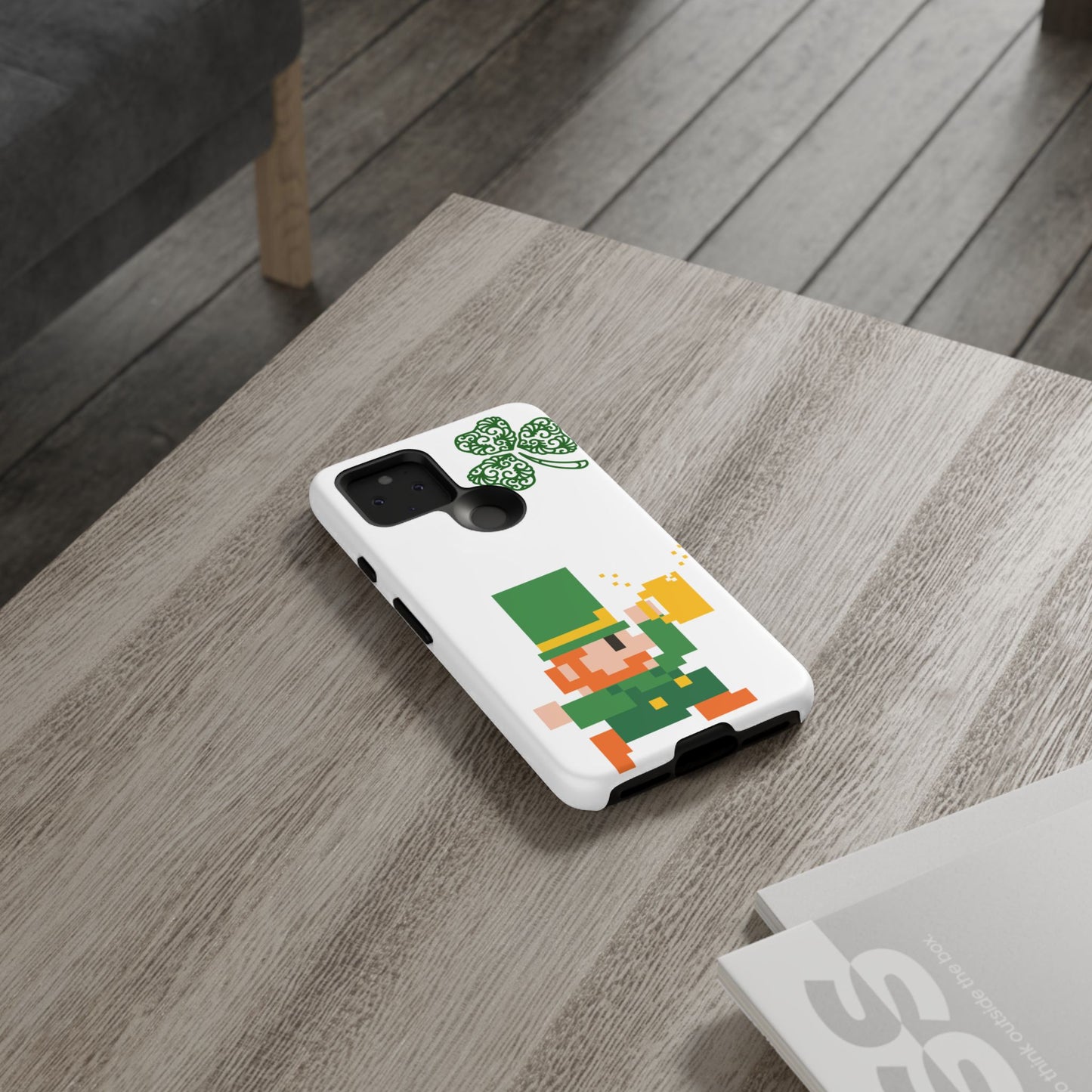 St. Patrick’s Pixel Leprechaun Phone Case — Cute Retro Gaming Clover Design