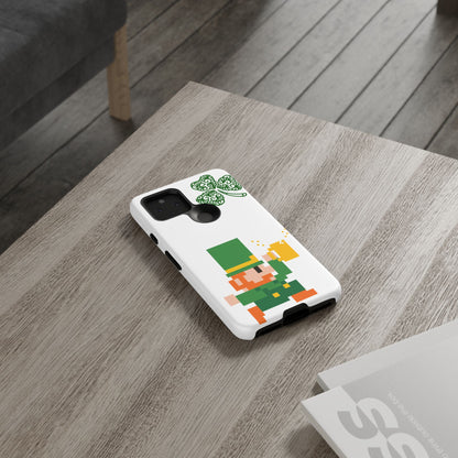 St. Patrick’s Pixel Leprechaun Phone Case — Cute Retro Gaming Clover Design