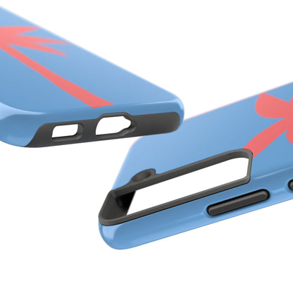 Tough Phone Case — Coral Palm on Sky Blue (Durable Protective Phone Cover)