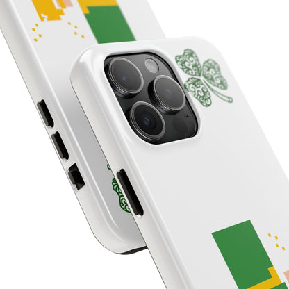 St. Patrick's Pixel Leprechaun Tough Phone Case — Shamrock & Beer Mug