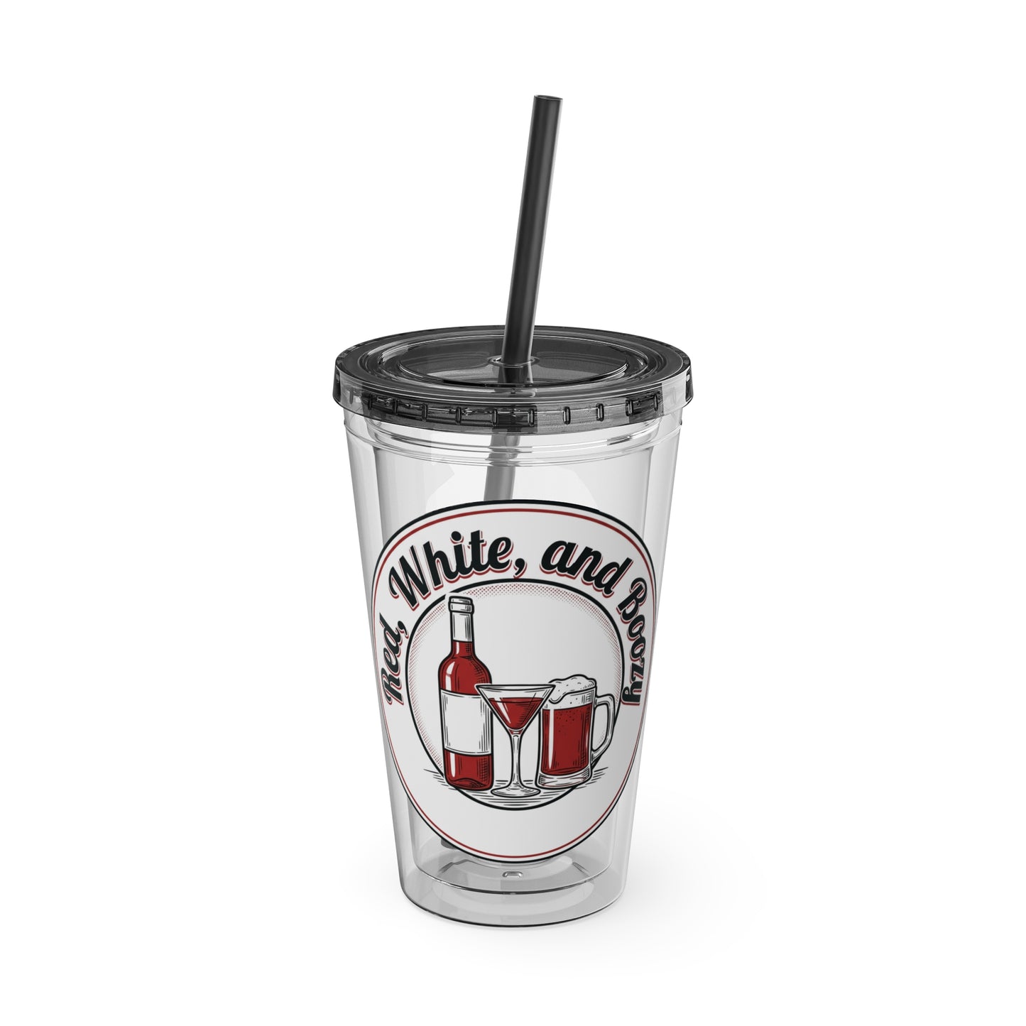16oz Sunsplash Tumbler with Straw — Beach BBQ Graphic Travel Cup