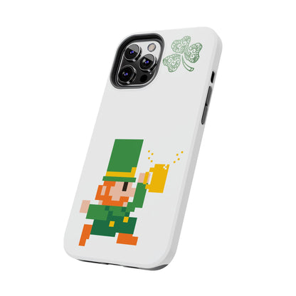 St. Patrick's Pixel Leprechaun Tough Phone Case — Shamrock & Beer Mug