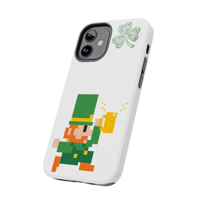 St. Patrick's Pixel Leprechaun Tough Phone Case — Shamrock & Beer Mug