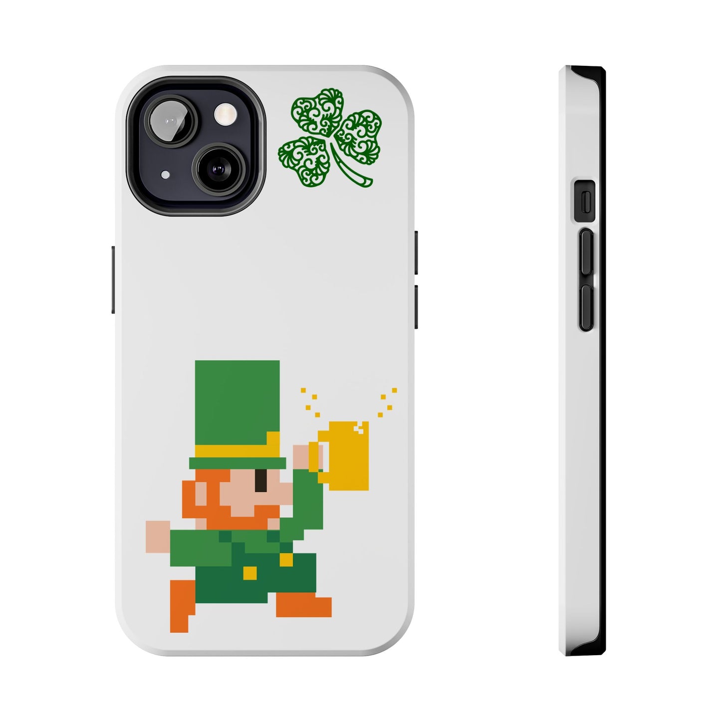 St. Patrick's Pixel Leprechaun Tough Phone Case — Shamrock & Beer Mug