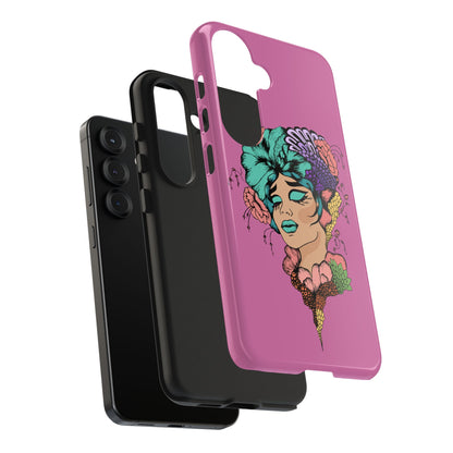 Tough Phone Case — Retro Floral Femme Illustration, Protective Art Phone Cover