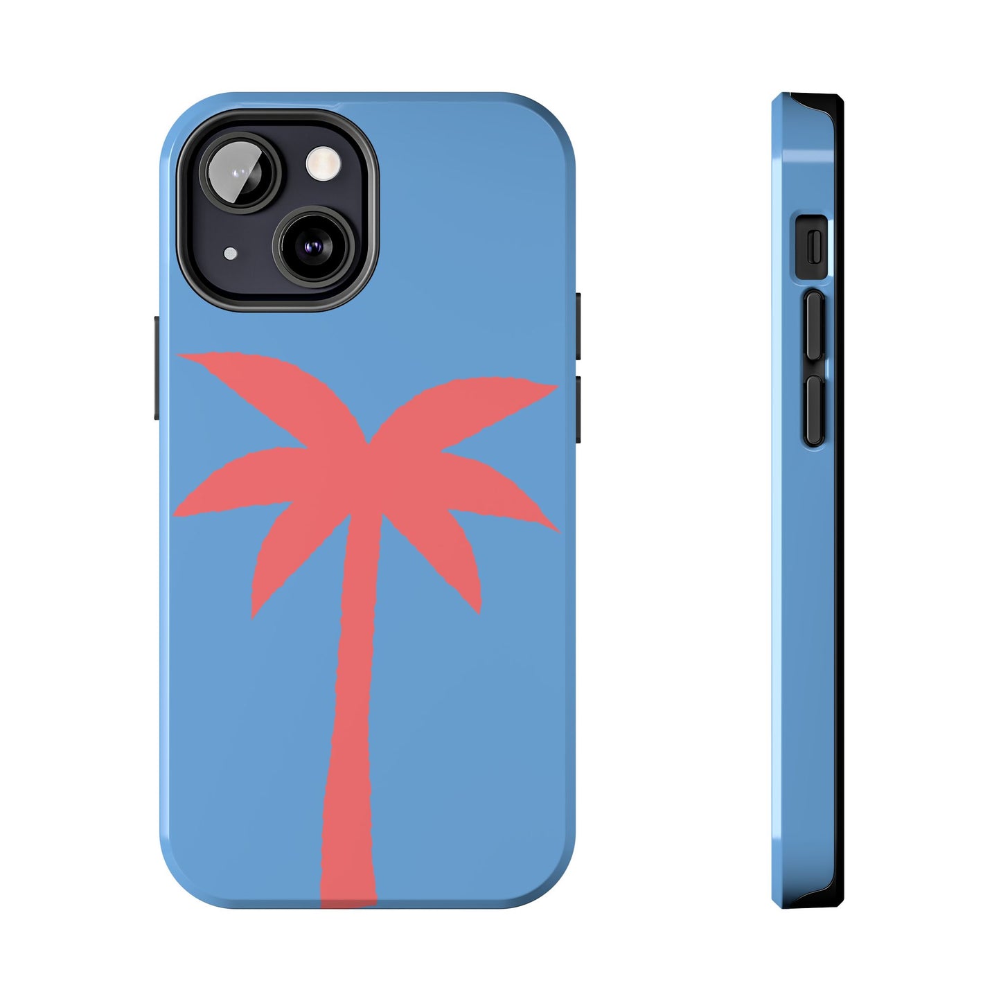 Tough Phone Case — Coral Palm on Sky Blue (Durable Protective Phone Cover)
