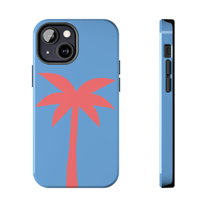 Tough Phone Case — Coral Palm on Sky Blue (Durable Protective Phone Cover)