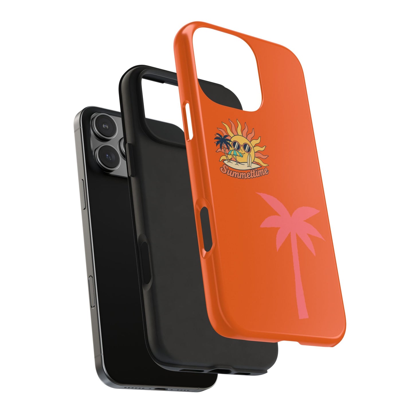 Summertime Palm Tough Phone Case — Retro Sun & Pink Palm Tropical Protective Cover
