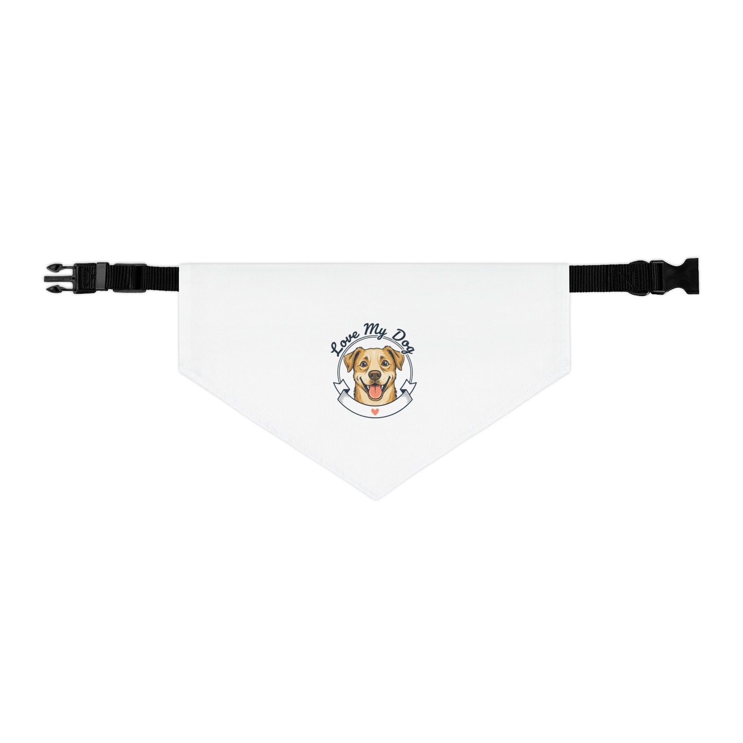 Pet Bandana Collar — "Love My Dog" Cute Dog Portrait Bandana Collar for Dogs, Adjustable Collar Accessory