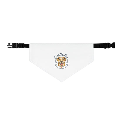 Pet Bandana Collar — "Love My Dog" Cute Dog Portrait Bandana Collar for Dogs, Adjustable Collar Accessory