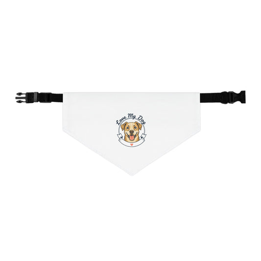 Pet Bandana Collar — "Love My Dog" Cute Dog Portrait Bandana Collar for Dogs, Adjustable Collar Accessory