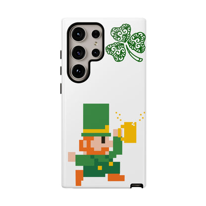 St. Patrick’s Pixel Leprechaun Phone Case — Cute Retro Gaming Clover Design