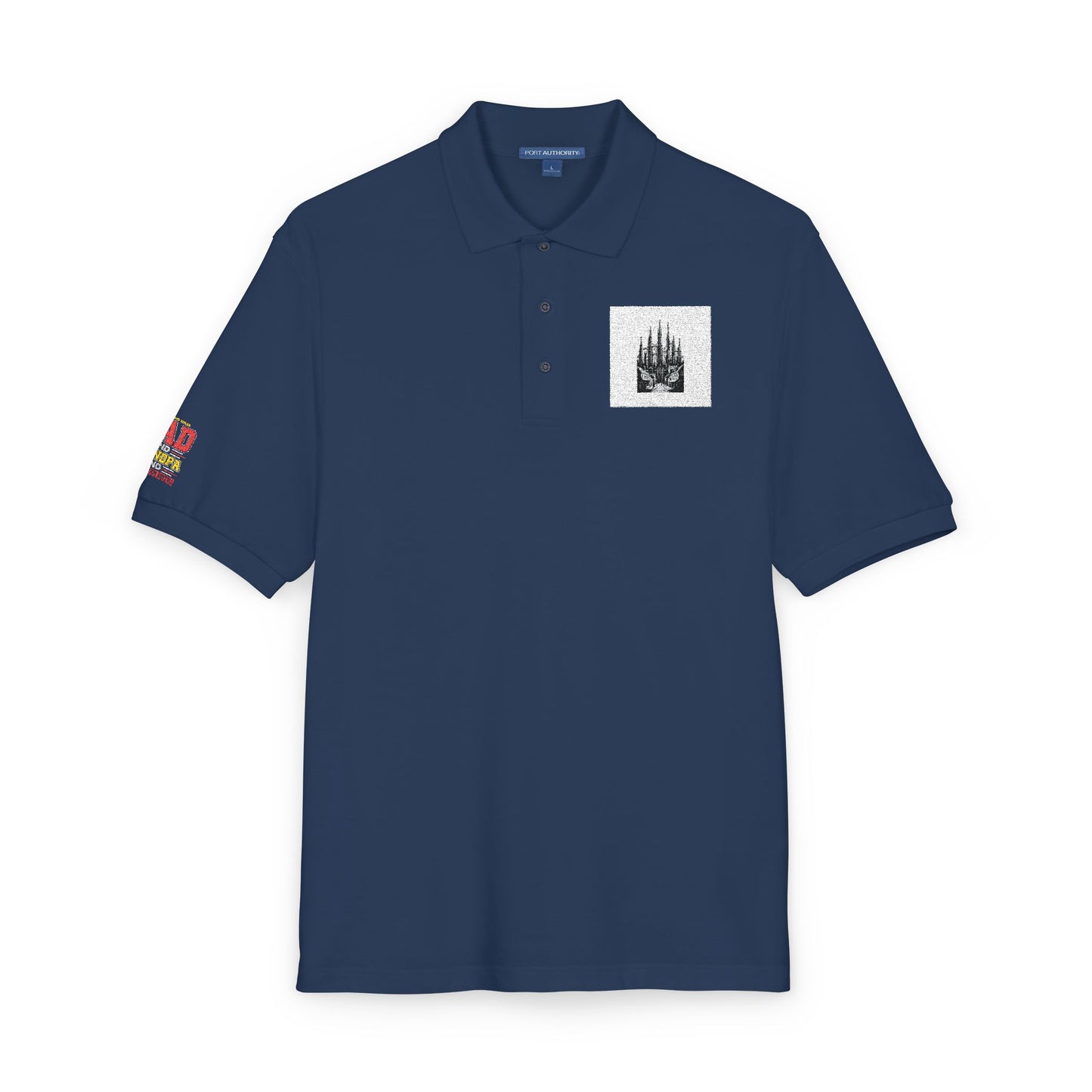 Embroidered Forest Camp Polo — Nature Graphic Chest & Sleeve Patch