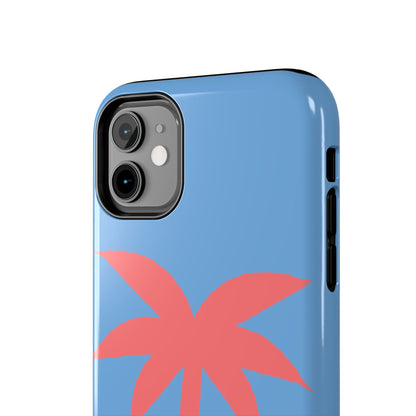 Tough Phone Case — Coral Palm on Sky Blue (Durable Protective Phone Cover)