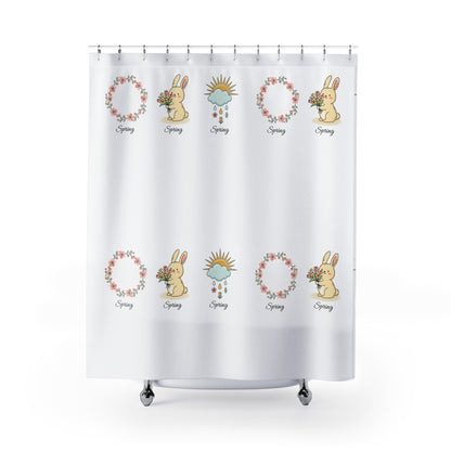 Minimalist Cute Plants Shower Curtain — Small Botanical Icons Bathroom Decor