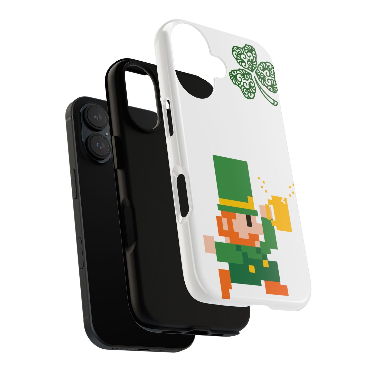 St. Patrick’s Pixel Leprechaun Phone Case — Cute Retro Gaming Clover Design