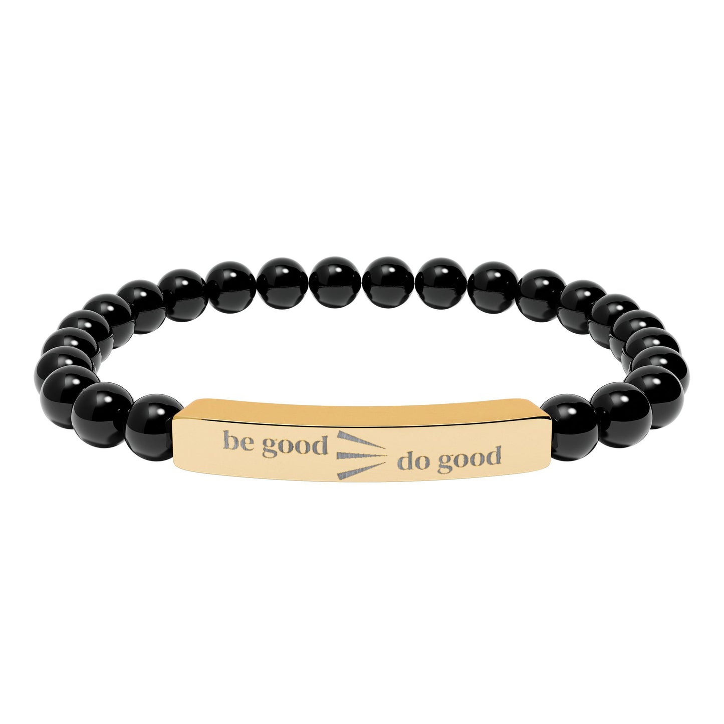 Engraved Natural Stone Stretch Bracelet — Personalized Bar Bead Bracelet