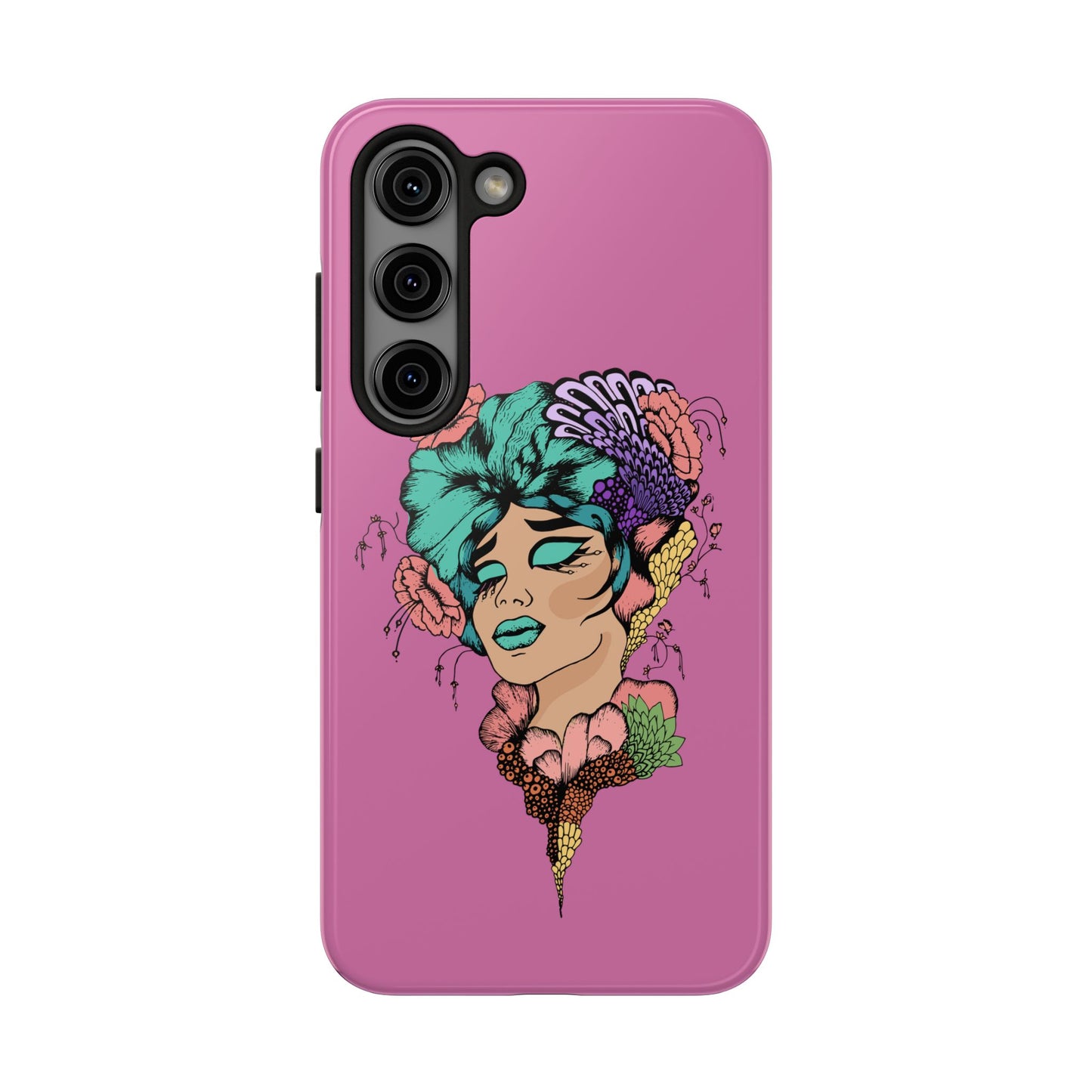 Tough Phone Case — Retro Floral Femme Illustration, Protective Art Phone Cover