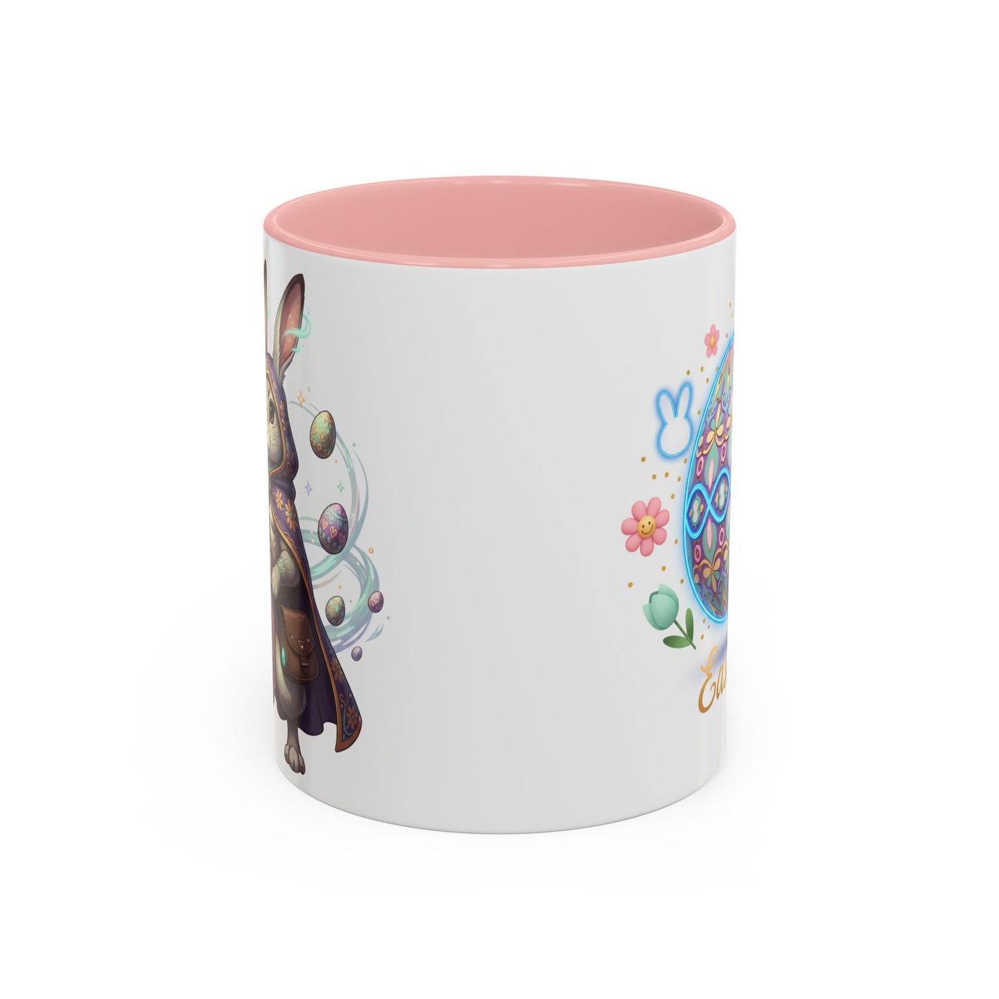 Easter Egg Accent Coffee Mug — Colorful Floral Bunny Design (11/15oz)