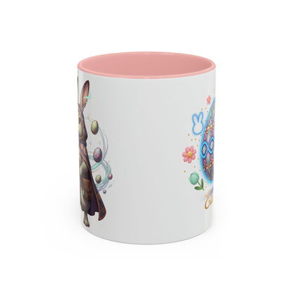Easter Egg Accent Coffee Mug — Colorful Floral Bunny Design (11/15oz)