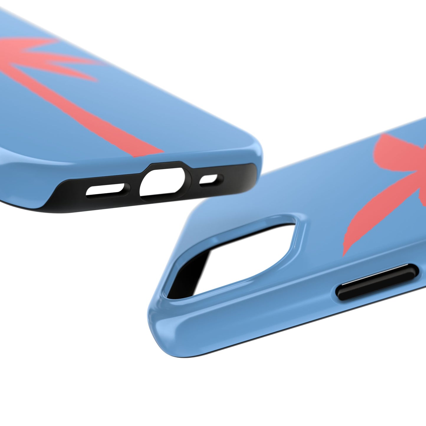 Tough Phone Case — Coral Palm on Sky Blue (Durable Protective Phone Cover)