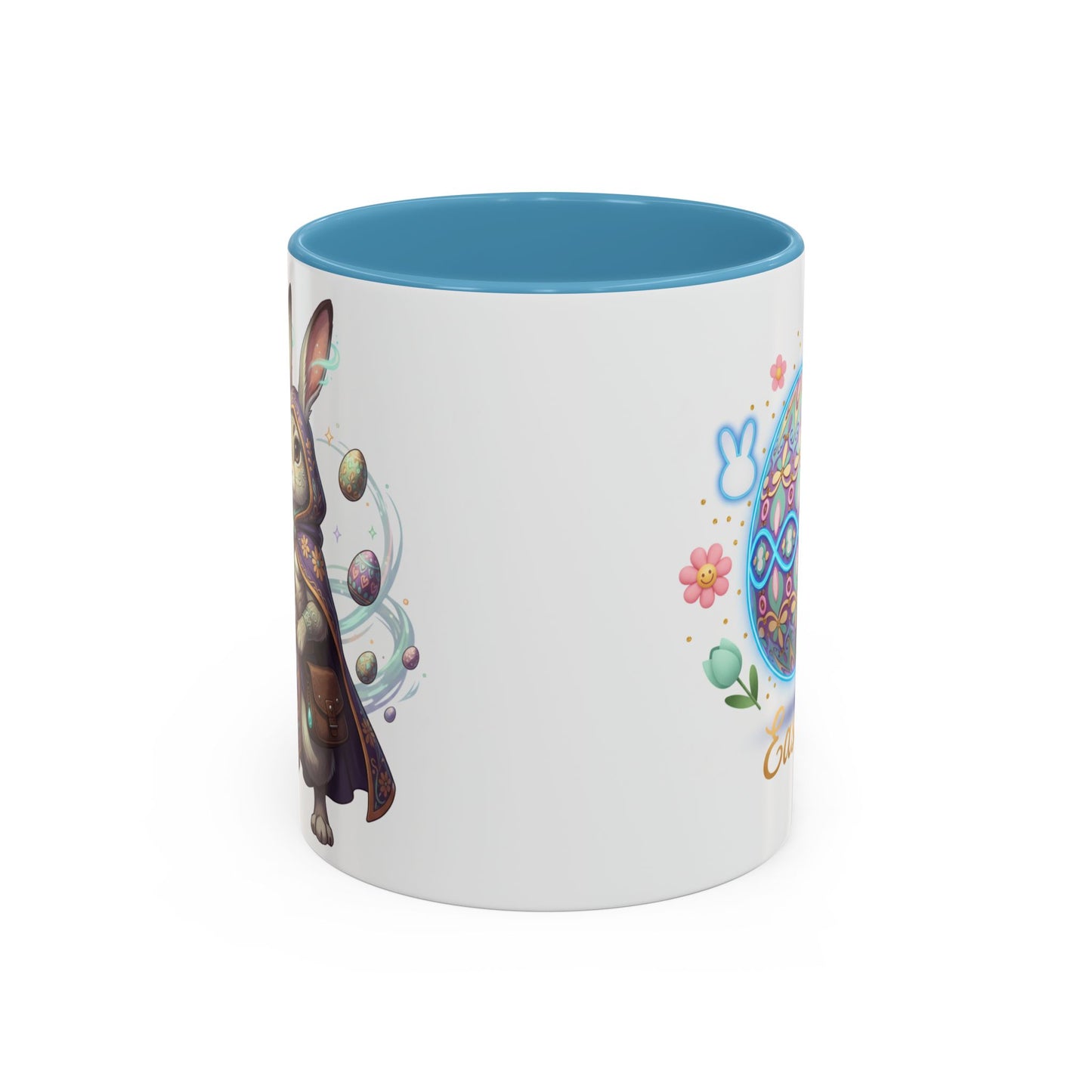 Easter Egg Accent Coffee Mug — Colorful Floral Bunny Design (11/15oz)