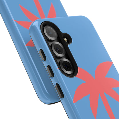 Tough Phone Case — Coral Palm on Sky Blue (Durable Protective Phone Cover)