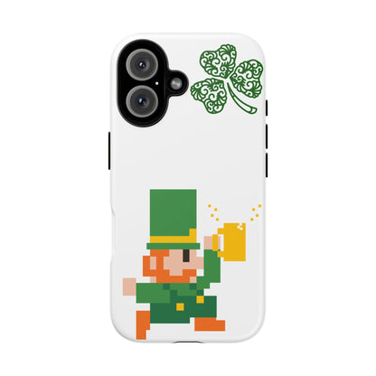 St. Patrick’s Pixel Leprechaun Phone Case — Cute Retro Gaming Clover Design