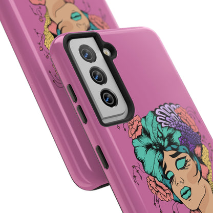 Tough Phone Case — Retro Floral Femme Illustration, Protective Art Phone Cover