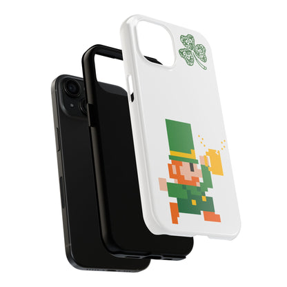 St. Patrick's Pixel Leprechaun Tough Phone Case — Shamrock & Beer Mug