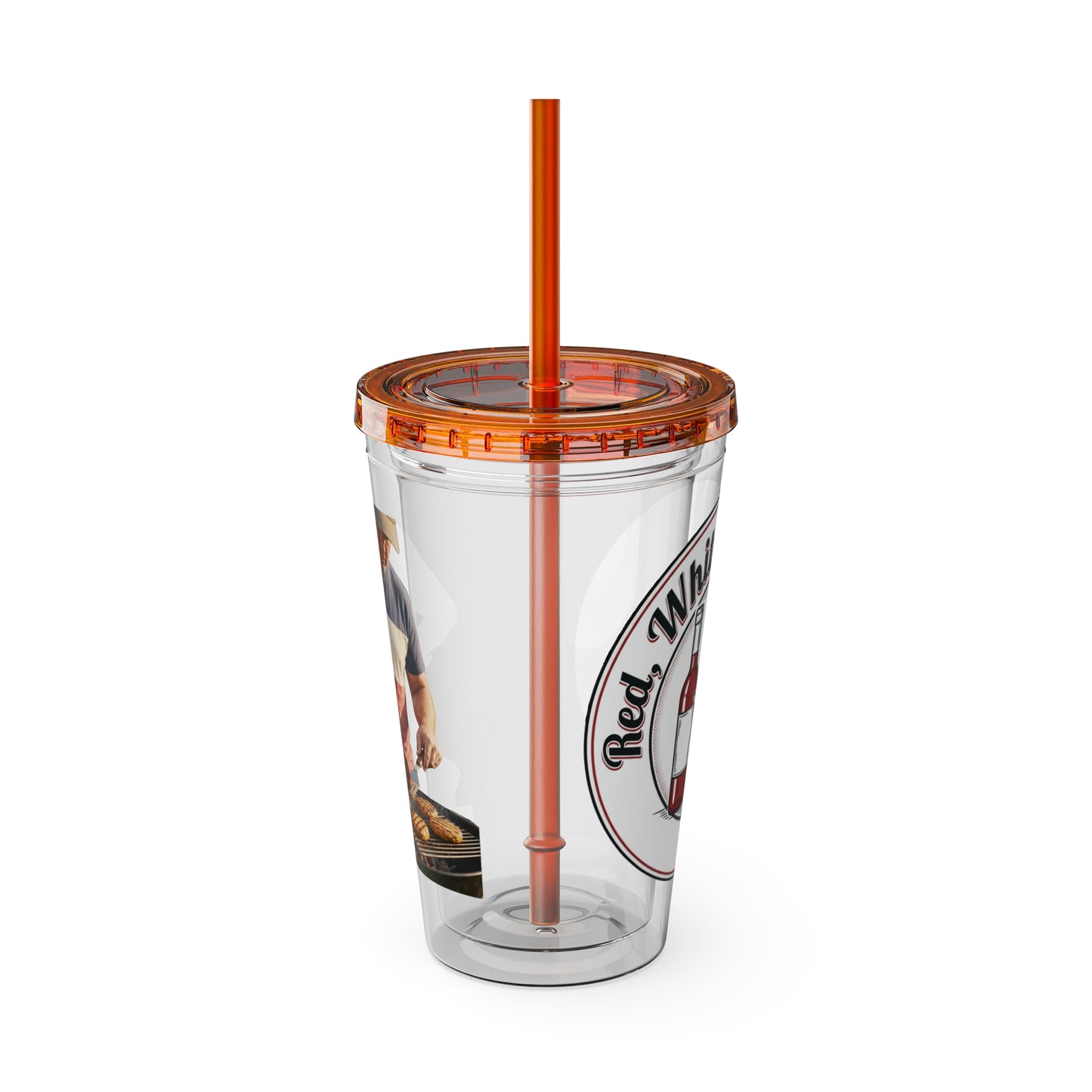 16oz Sunsplash Tumbler with Straw — Beach BBQ Graphic Travel Cup