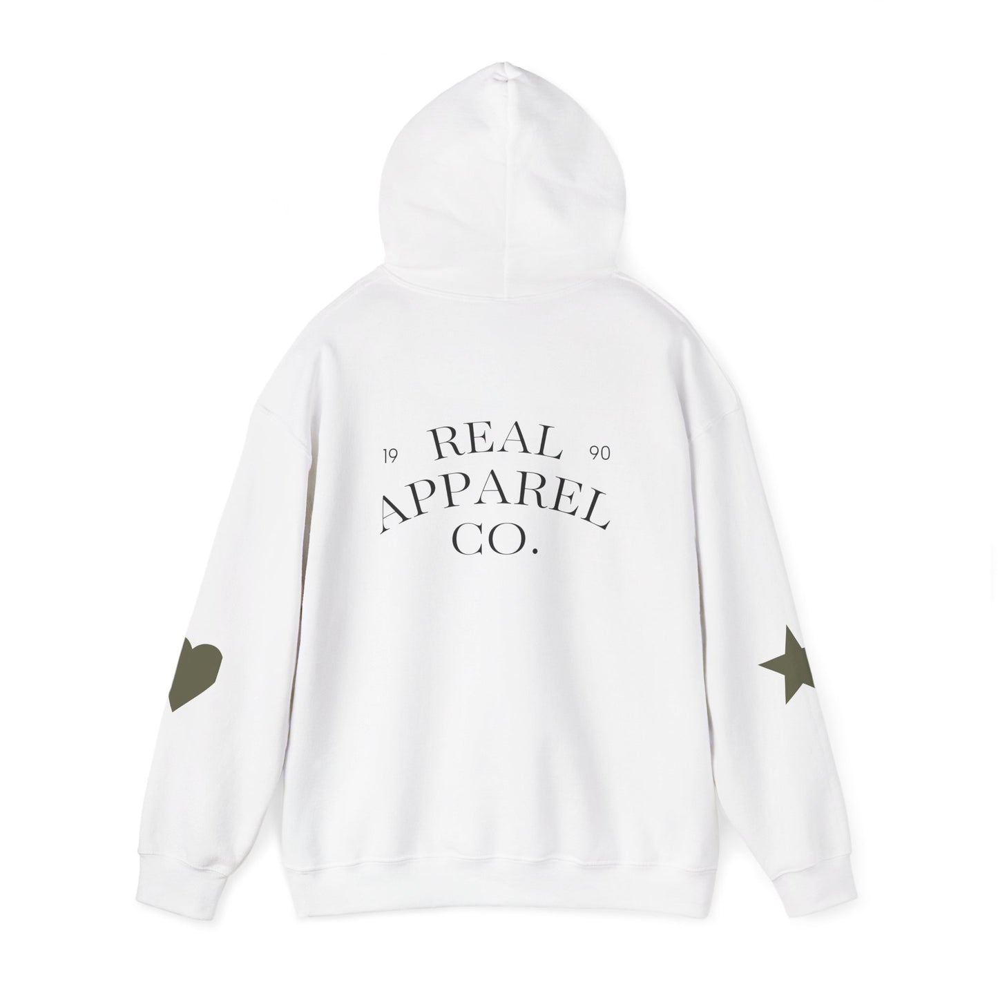 New Day Hoodie — "New Day" Graphic Pullover with Star & Heart Sleeve Accents