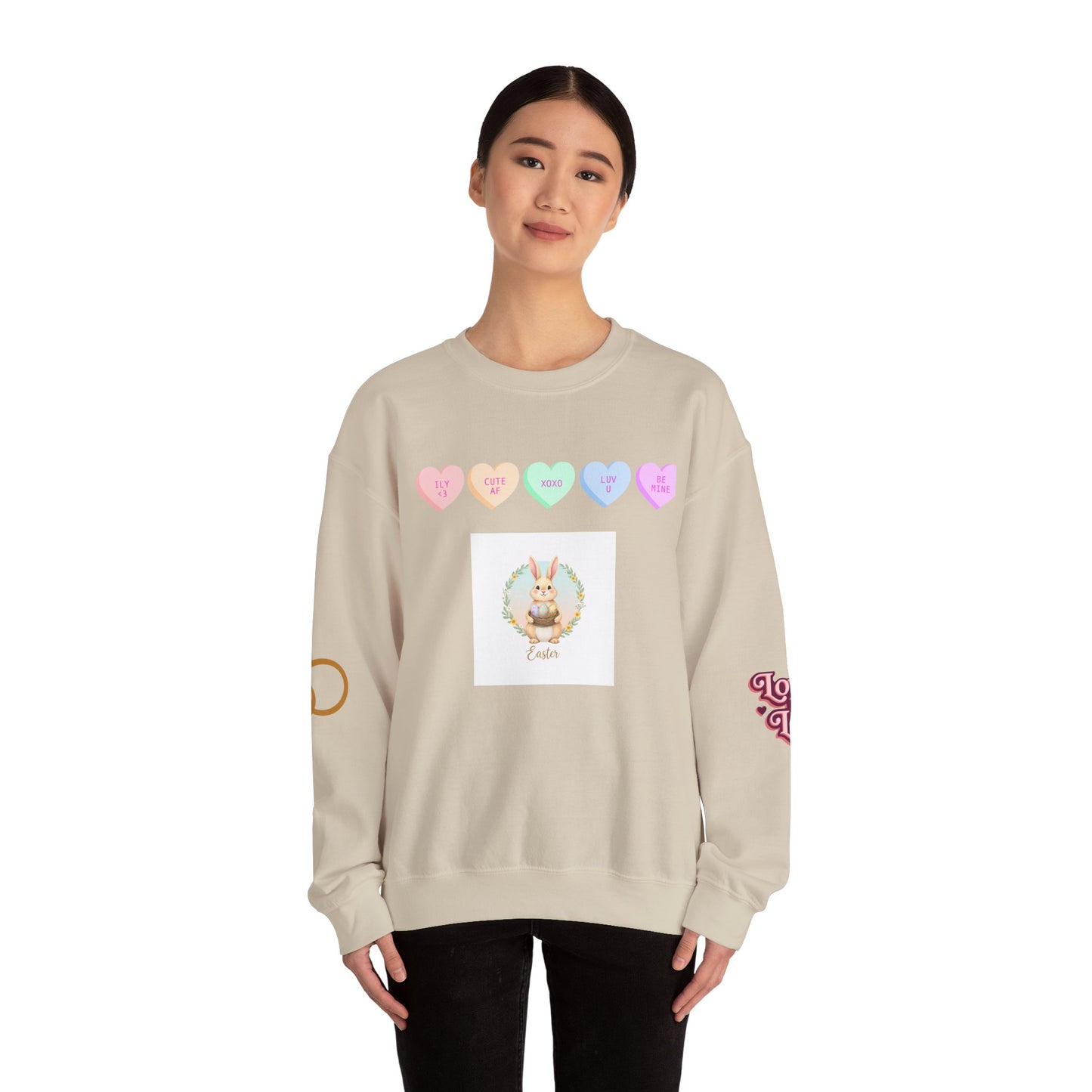 Easter Bunny & Candy Hearts Crewneck Sweatshirt