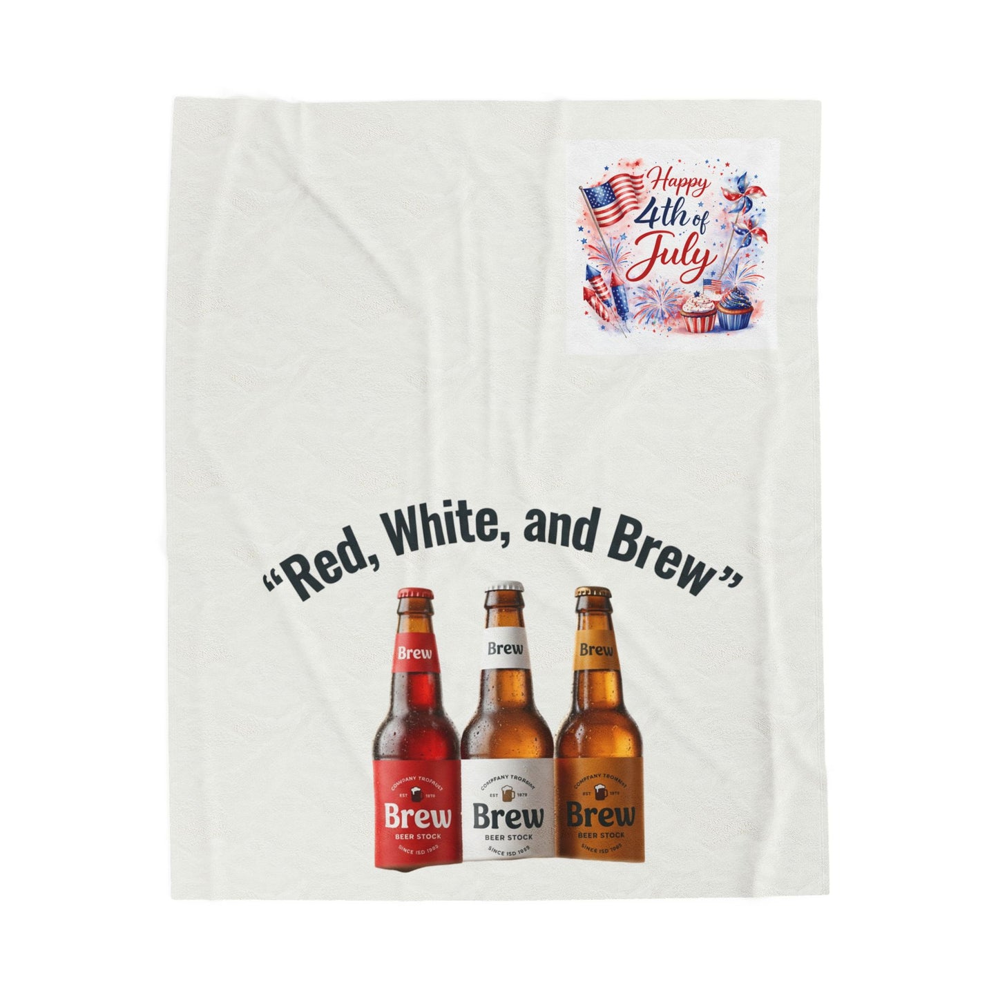 4th of July Velveteen Plush Blanket – "Red, White, and Brew" Beer Design