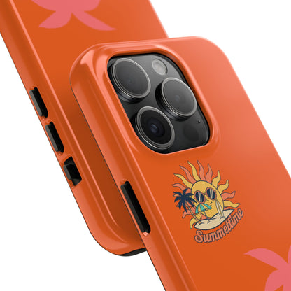 Summertime Palm Tough Phone Case — Retro Sun & Pink Palm Tropical Protective Cover