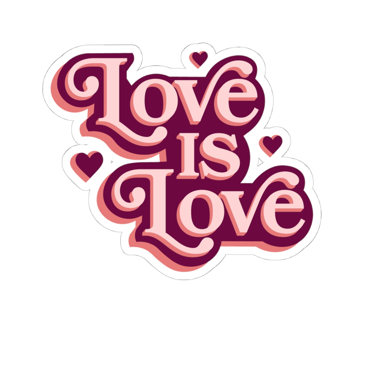 Love Is Love Kiss-Cut Sticker — Retro Pride Heart Decal for Laptops & Water Bottles