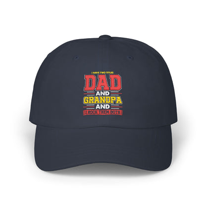 Dad Grandpa Classic Cap — Vintage Stacked Titles Hat ("Dad, Grandpa")