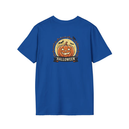 Halloween Pumpkin Graphic T-Shirt — "Happy Haunting" Cute Cat Jack-o'-Lantern Tee