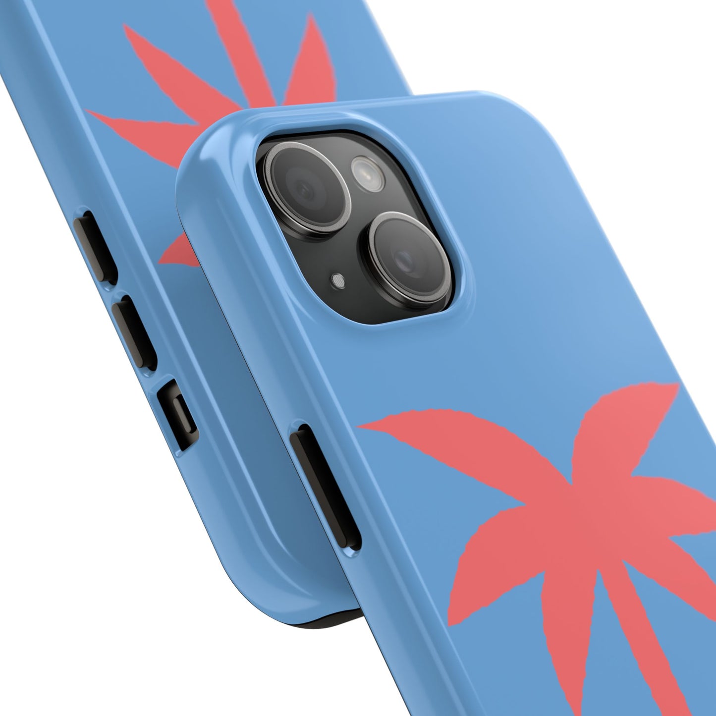 Tough Phone Case — Coral Palm on Sky Blue (Durable Protective Phone Cover)