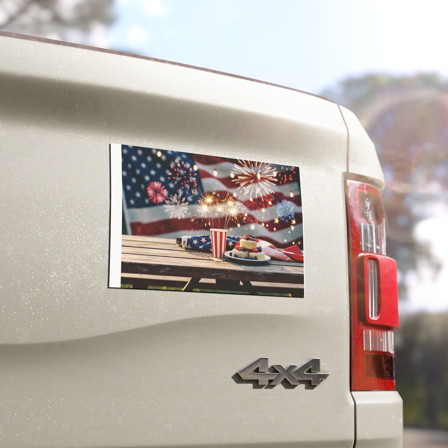 Patriotic Fireworks Car Magnet — American Flag 4th of July Decor