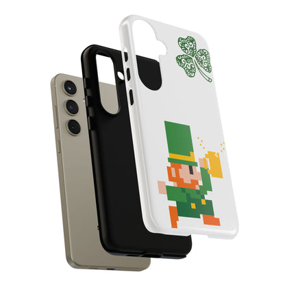 St. Patrick’s Pixel Leprechaun Phone Case — Cute Retro Gaming Clover Design