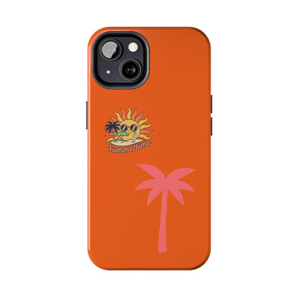 Summertime Palm Tough Phone Case — Retro Sun & Pink Palm Tropical Protective Cover