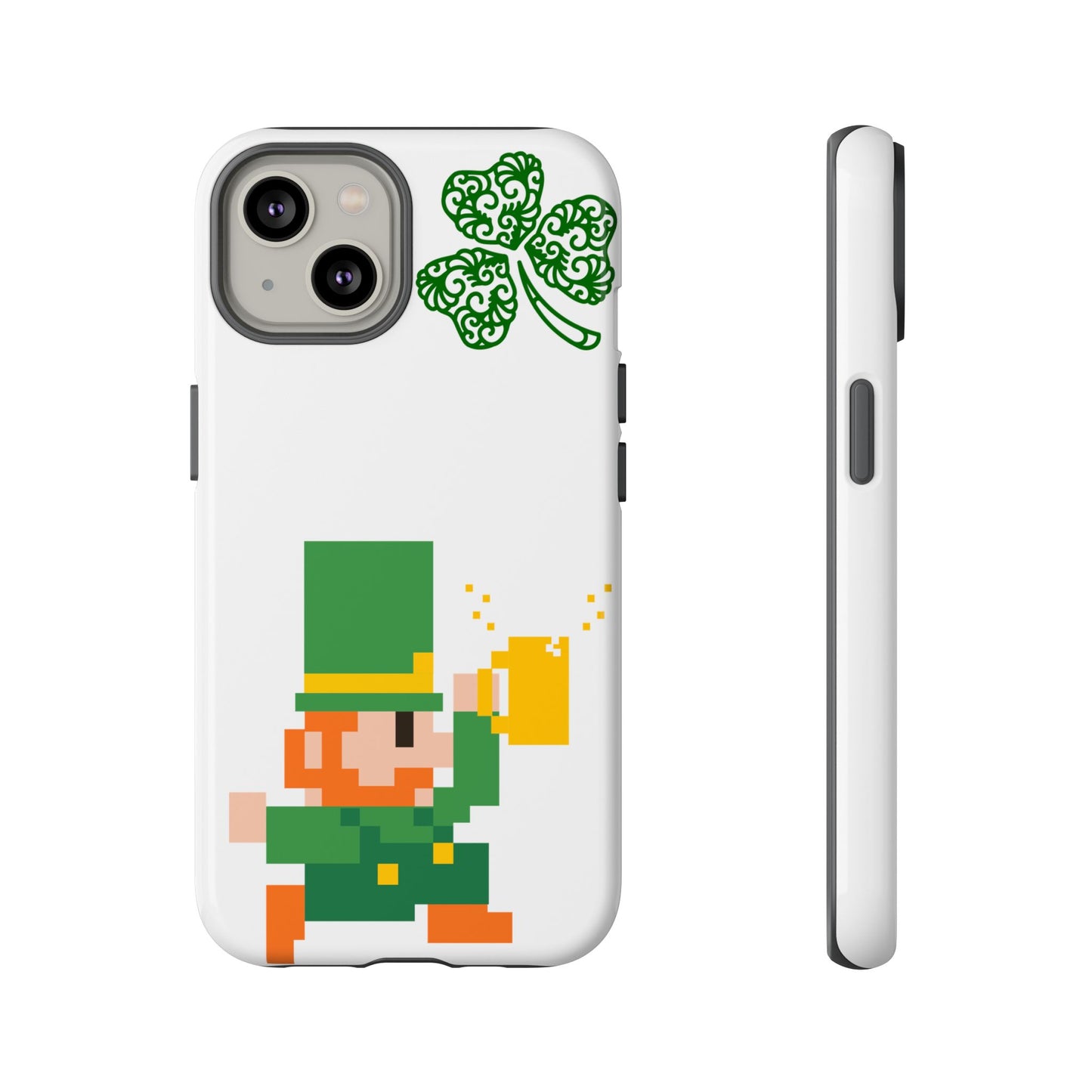 St. Patrick’s Pixel Leprechaun Phone Case — Cute Retro Gaming Clover Design